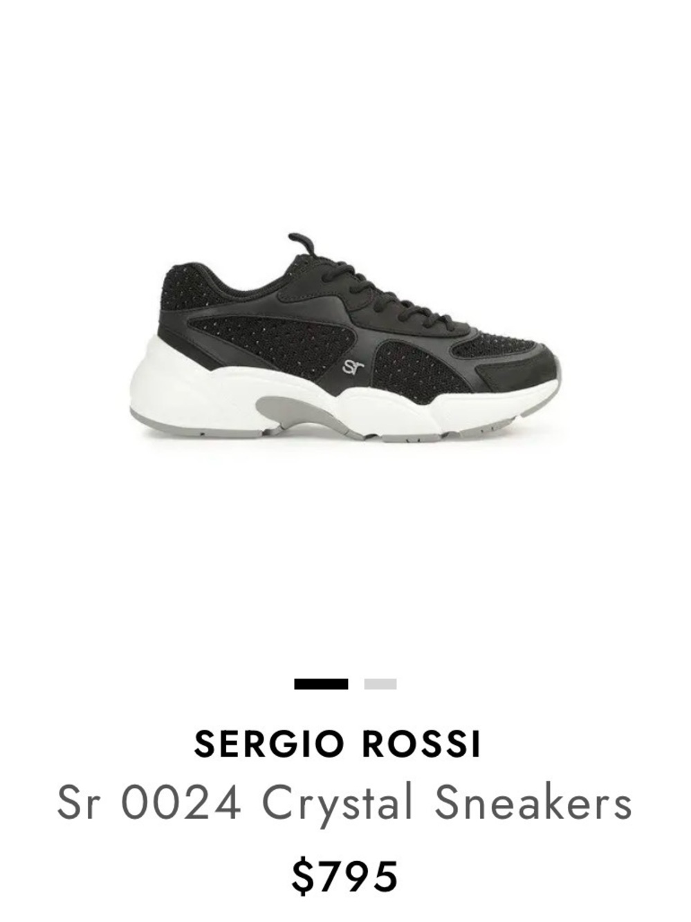 Sergio Rossi Black and White Crystal-Embellished Sneakers